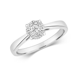 Diamond Illusion Solitaire Ring In 9ct White Gold 