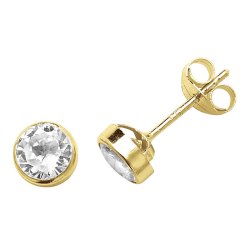9ct Gold Cz Rubover Studs 