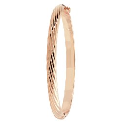 9ct Rose Gold Lined Design Hinged Bangle 