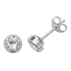 9ct White Gold Cz Rubover Studs 