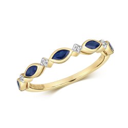 Diamond & Sapphire Marquise Half Eternity Ring In 9ct Gold 