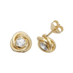 9ct Gold Cz Set Orbital Studs 