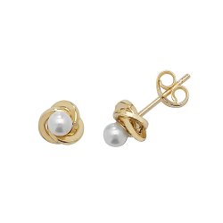 9ct Gold Pearl Orbital Studs 