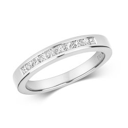 Diamond 9 Stone Channel Set Ring In 18 Ct White Gold 
