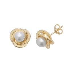 9ct Gold Pearl Orbital Studs 