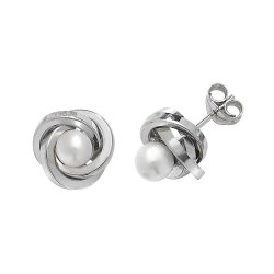 9ct White Gold Pearl Orbital Studs 