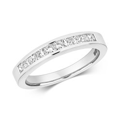 Diamond 10 Stone Channel Set Ring In 18ct White Gold 