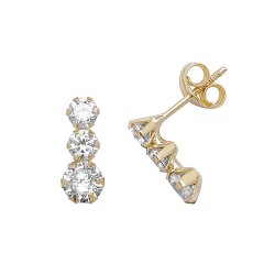 9ct Gold Triple Cz Studs 