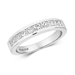 Diamond 10 Stone Channel Set Ring In 18ct White Gold 
