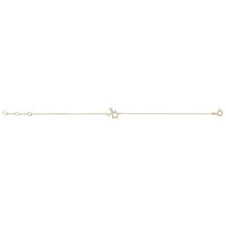 9ct Gold Plain And Cz Star Bracelet 