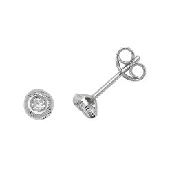 9ct White Gold Cz Bezel Studs 
