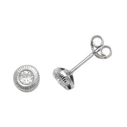 9ct White Gold Cz Bezel Studs 