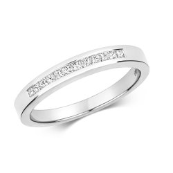 Diamond Channel Set Princess Cut Ring In 18ct White Gold 