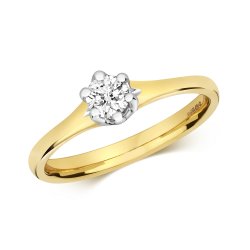 Diamond 6 Claw Set Solitare Engagement Ring In 18ct Gold 