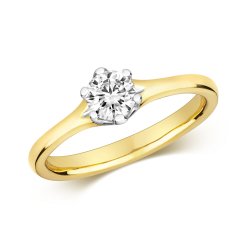 Diamond 6 Claw Set Solitare Engagement Ring In 18ct Gold 