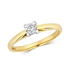 Diamond 4 Claw Set Solitaire Engagement Ring In 18ct Gold 