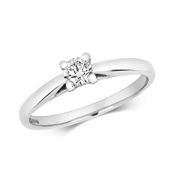 Diamond 4 Claw Set Solitaire Engagement Ring In 18ct White Gold 
