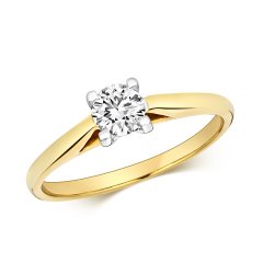 Diamond 4 Claw Set Solitaire Ring In 18ct Gold 