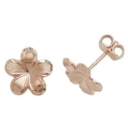 9ct Rose Gold Flower Studs 