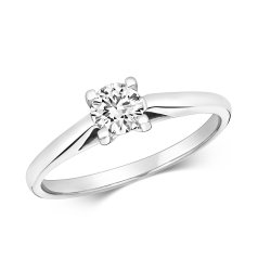 Diamond 4 Claw Set Solitaire Ring In 18ct White Gold 