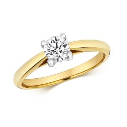 Diamond 4 Claw Set Solitaire Ring In 18ct Gold 