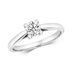 Diamond 4 Claw Set Solitaire Ring In 18ct White Gold 