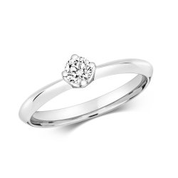 Diamond 4 Claw Set Solitaire Ring In 18ct White Gold 