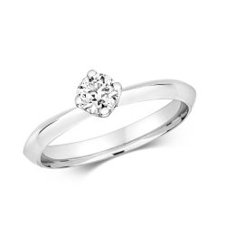 Diamond 4 Claw Set Solitaire Ring In 18ct White Gold 