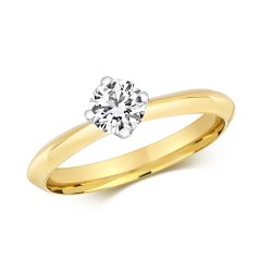 Diamond 4 Claw Set Solitaire Ring In 18ct Gold 