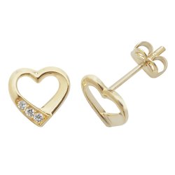9ct Gold Cz Open Heart Studs 