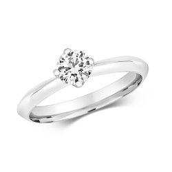 Diamond 4 Claw Set Solitaire Ring In 18ct White Gold 