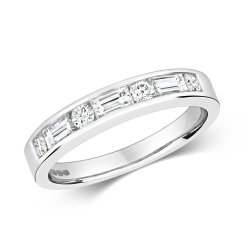 Diamond Round And Baguette Channel Set Ring In 18ct White Gold 