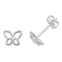 9ct Gold Cz Set Butterfly Studs 