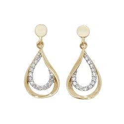 9ct Gold Cz Double Tear Drops 