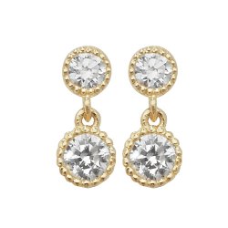 9ct Gold Double Cz Cluster Drops 