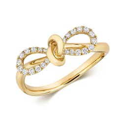 Diamond Bow Ring In 18ct Gold 