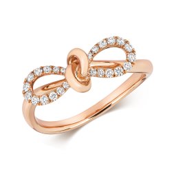 Diamond Bow Ring In 18ct Rose Gold 