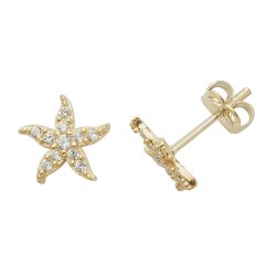 9ct Gold Cz Fishstar Studs 