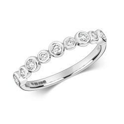 Diamond Rubover Half Eternity Ring In 18ct White Gold 