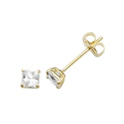 9ct Gold Square Cz Studs 