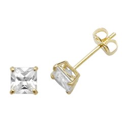 9ct Gold Square Cz Studs 