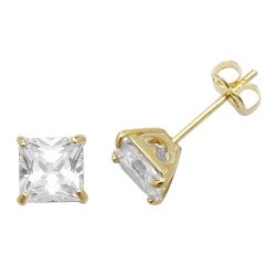 9ct Gold Square Cz Studs 