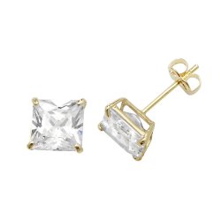 9ct Gold Square Cz Studs 