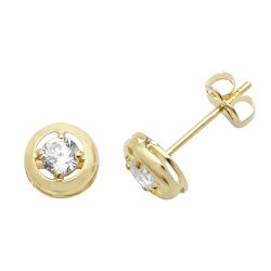 9ct Gold Cz  Round Studs 