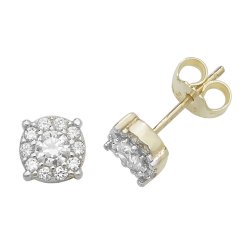 9ct Gold Cz Cluster Studs 