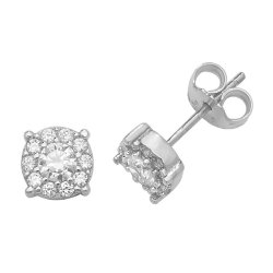 9ct White Gold Cz Cluster Studs 