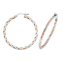 9ct Gold 2 Tone Twisted Hoops ER1041RW-