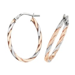 9ct Gold 2 Tone Twisted Oval Hoops ER1041RW-
