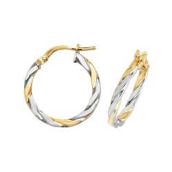 9ct Gold 2 Tone Twisted Hoops ER1041YW-