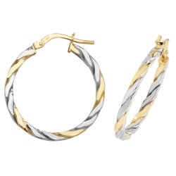 9ct Gold 2 Tone Twisted Hoops ER1041YW-